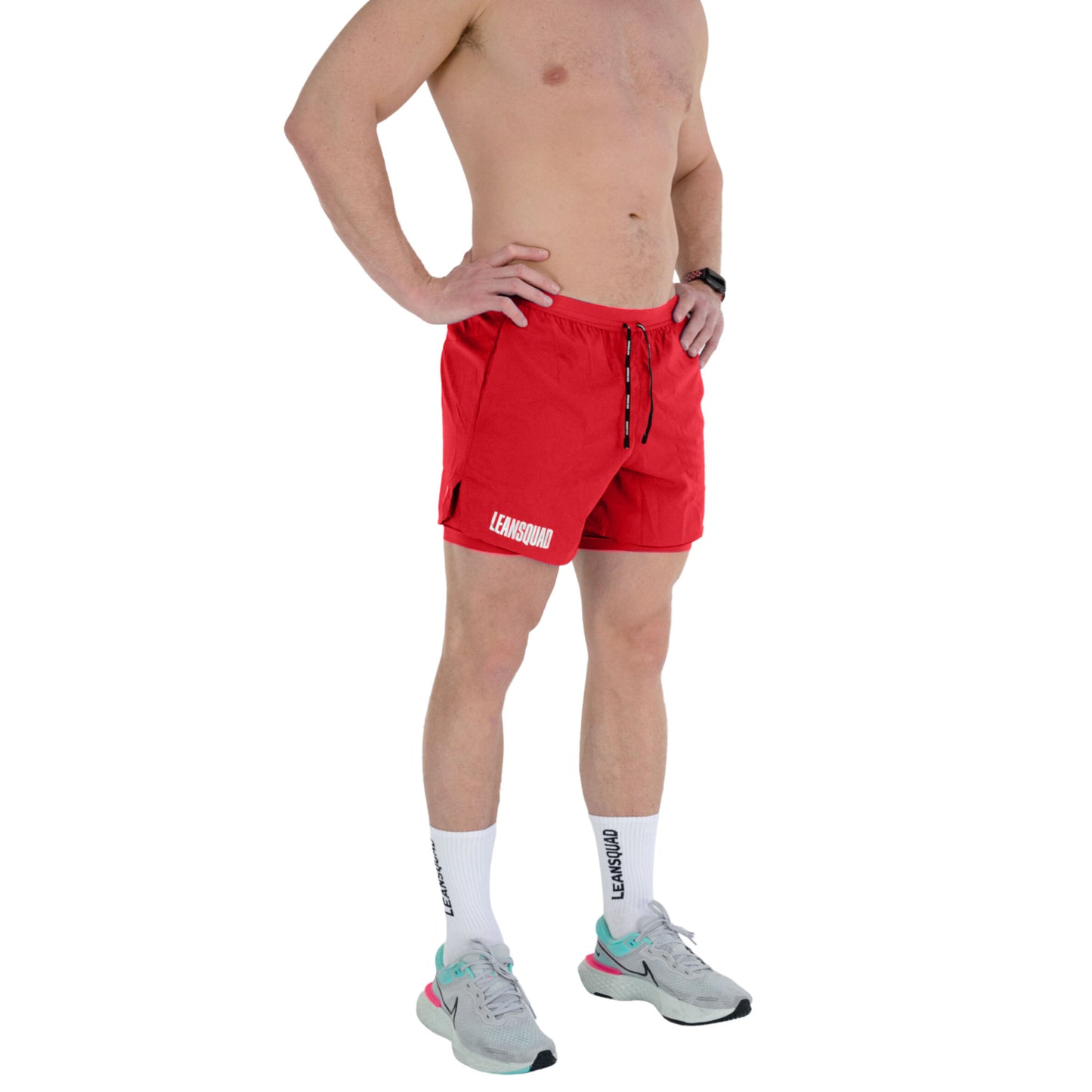 LEANSQUAD X Nike Flex Stride Men's 5 Inch Short Red